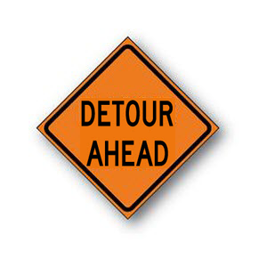 DICKE RUNR48200DA 48" Non-Reflective DETOUR AHEAD Solid Roll-Up Sign